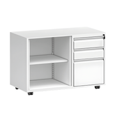 Swift-CB 3-Drawer Steel Open Shelf Mobile Caddy Side Cabinet